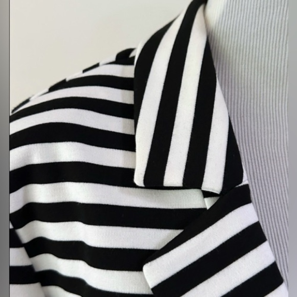 Chico’s Jacket - Black & White Striped Open-Front Jacket - Picture 6 of 11